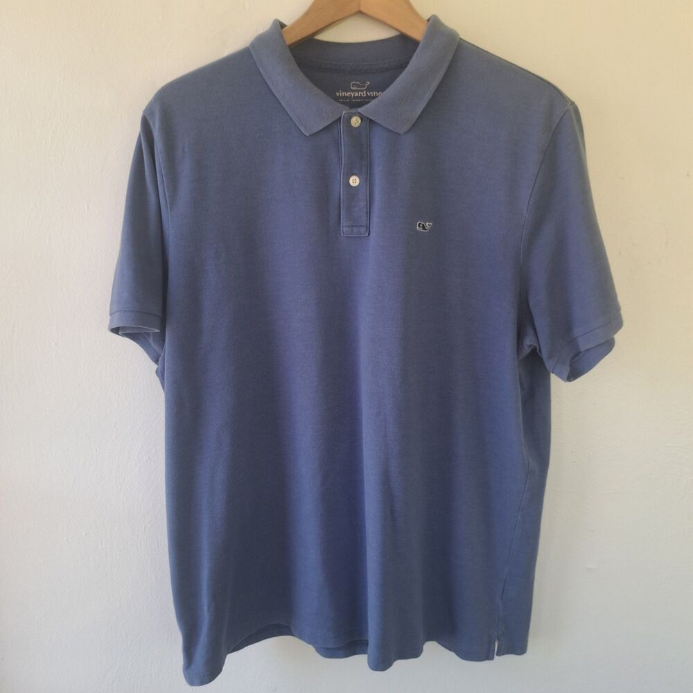 Vineyard Vines Mens XL Blue Polo Short Sleeve Shirt Top Preppy Golf FLAW